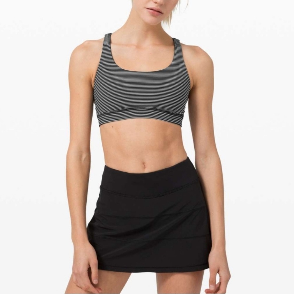 Lululemon Black and gray Striped Sports Bra